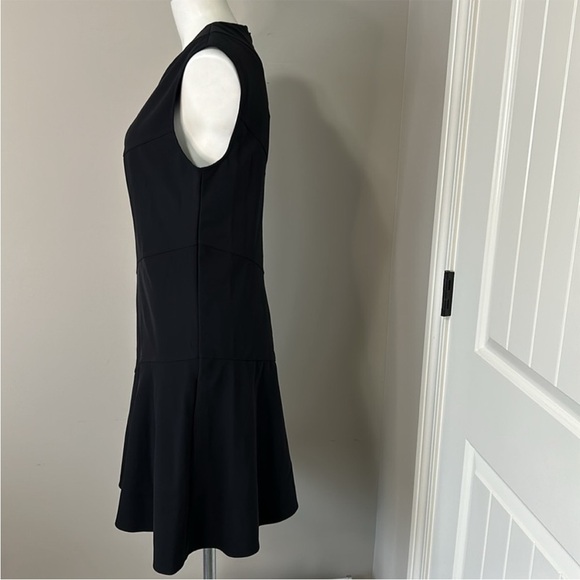 THEORY Diagonal Drape Dress Black Sleeveless Back Zip LBD Sz 8 NEW - Picture 8 of 14